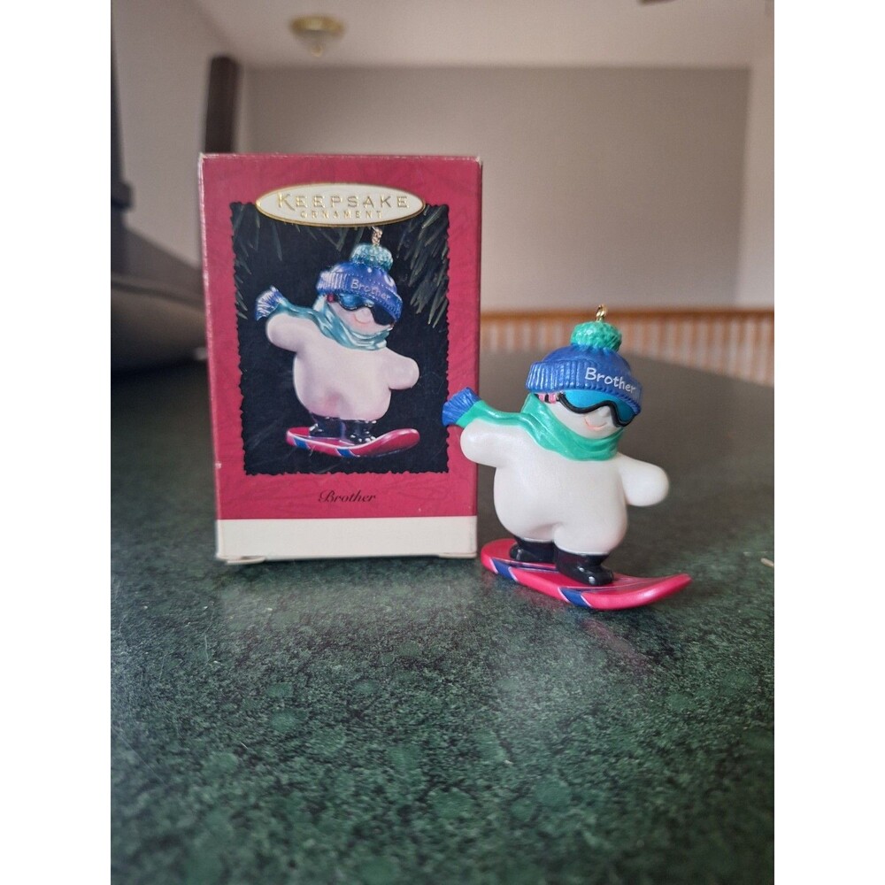 Hallmark 1995 Brother Snowman Snowboard Christmas Ornament